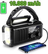 LuWe - Radio d'urgence portable - Power bank 10000 mAh - Lampe de poche - Remontage Solar - Alarme SOS - Câble USB-C - Kit d'urgence - noir