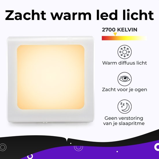D&N original serie - Dimbare Stopcontact Nachtlampjes voor Kinderen & Volwassenen - Babykamer - Warm Wit - 2 Stuks - Bedlamp - Kinderkamer