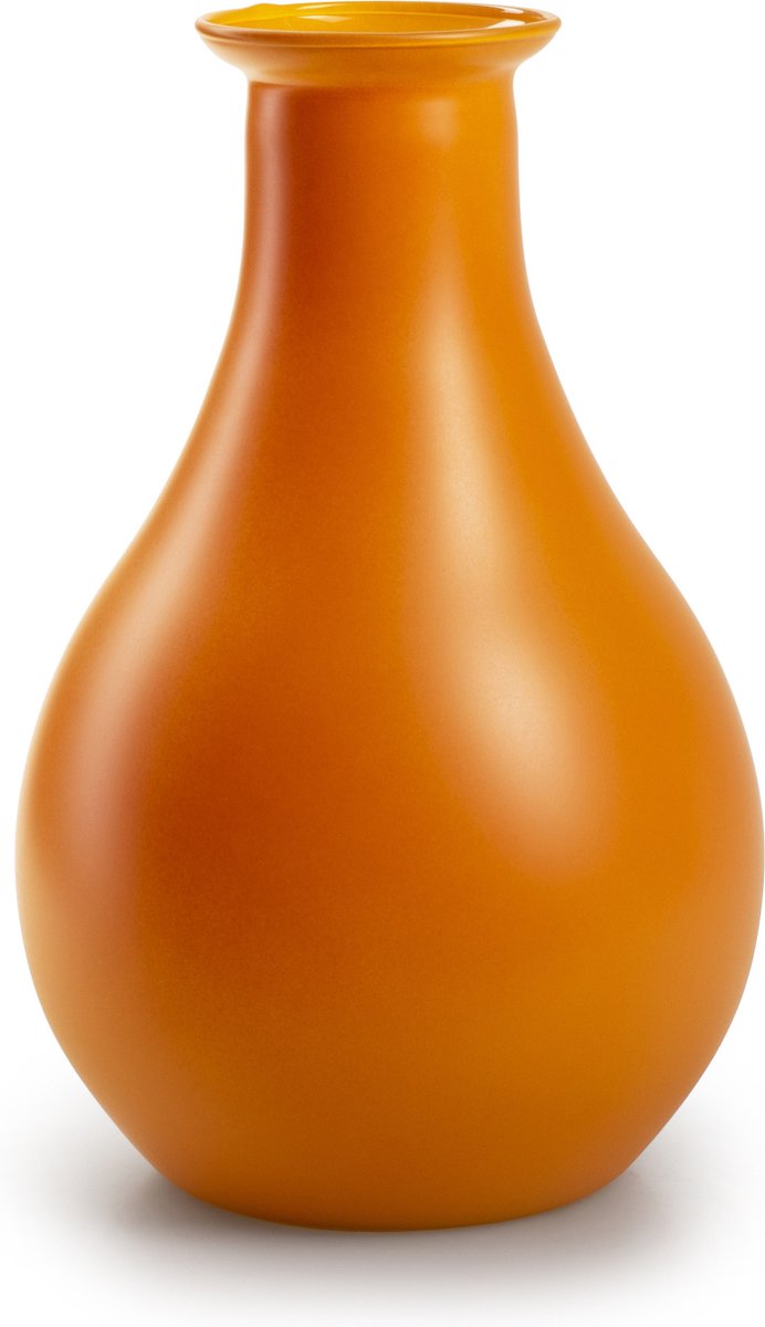 Jodeco Bloemenvaas Theresa - mat oranje - eco duurzaam glas - 15 x 25 cm - Sierlijke kruik vorm