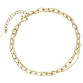 Zilveren Armband Goudkleurig Dames - Dames Armband 14K Goud - Stacking Armband - Zilver 925 - Amona Jewelry