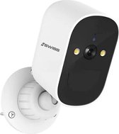 iSwiss Beveiligingscamera voor Binnen en Buiten Wi-Fi Security camera Indoor and Outdoor 1080p (Uitbreiding) - Wit 4K met battery en oplaadbaar