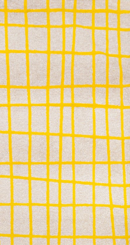Caro geel geruit vloerkleed met elegante stedelijke stijl - Tapijt - 80 x 150 cm