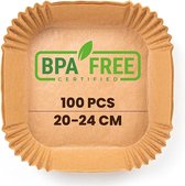 Airfryer, bakpapier, 100 stuks, BPA-vrij, 20-24 cm, airfryer, bakpapier, antiaanbaklaag, waterdicht, oliebestendige wegwerpschalen, airfryer, bakpapier, voering voor 4,7 l - 7,3 l
