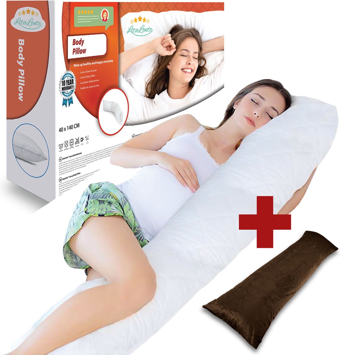 Goedkoopste Zwangerschapskussen Bruin Velvet sloop - Ergonomisch Lichaamskussen - body pillow - Voedingskussen - Kniekussen - Body Pillow met afneembare hoes - Dubbel Gestikte Randen Zwangerschapskussen
