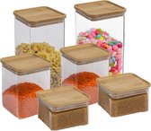 5Five - Ensemble de bocaux de conservation pour Nourriture/ cuisine 6x pièces - plastique / bambou