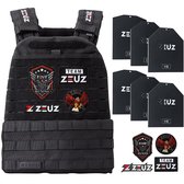 ZEUZ Gewichtsvest 16,5 KG voor CrossFit & Fitness – Tactical Vest & Trainingsvest - Verstelbaar in Gewichten – 19 Standen - Zwart