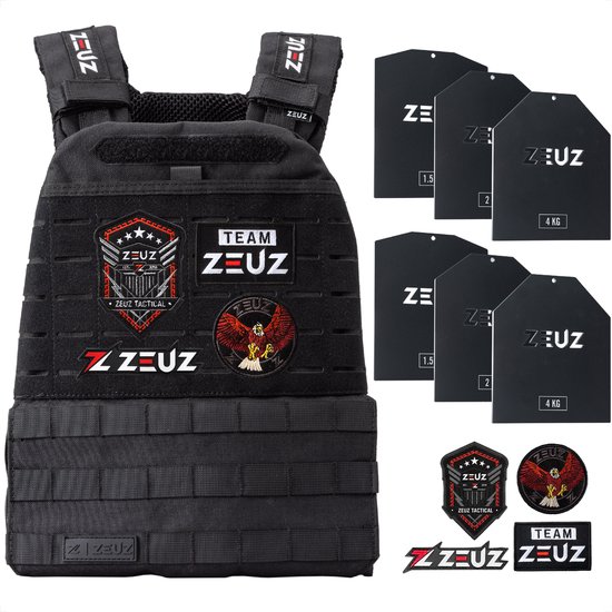 ZEUZ Gewichtsvest 16,5 KG in de kleur zwart