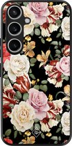 Casimoda® hoesje - Geschikt voor Samsung Galaxy A55 - Bloemen flowerpower - Zwart TPU Backcover - Bloemen - Multi