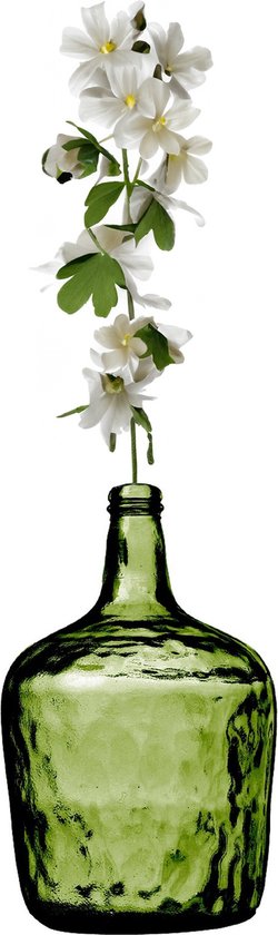 Natural Living Bloemenvaas Jeanne - groen transparant - gerecycled glas - D25 x H40 cm - Fles vazen - 10L