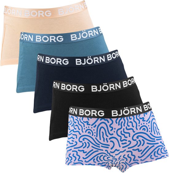 Björn Borg Korte short - MP001 Black/Blue/Pink - maat 146/152 (146-152) - Meisjes Kinderen - Katoen/elastaan- 10003322-MP001-146-152