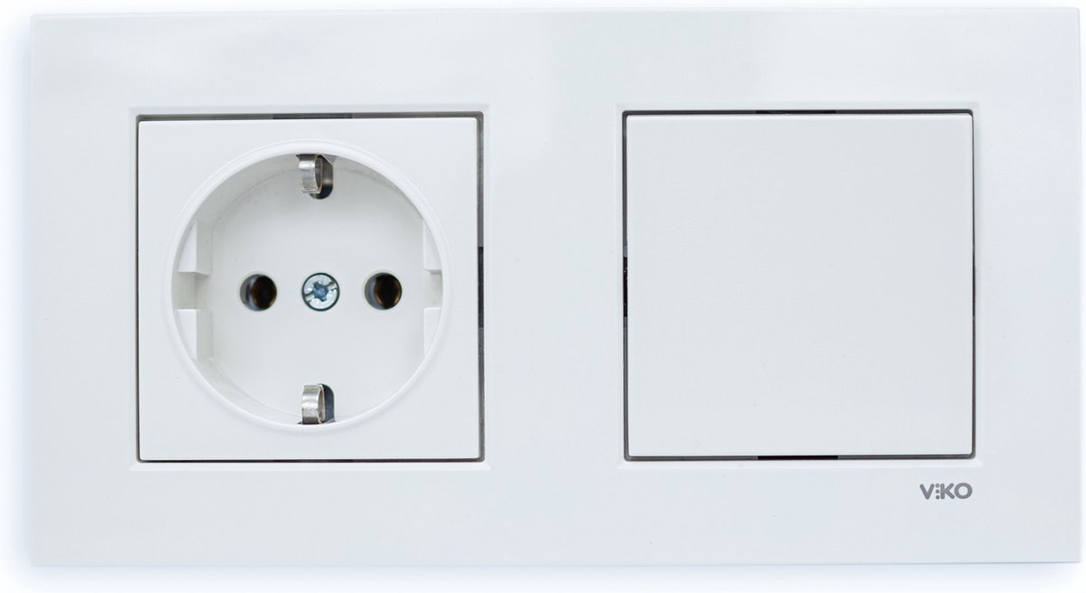Stopcontact Schakelaar Combinatie Wandcontactdoos Panasonic Viko Inbouw Wit-Met Randaarde--Compleet-Karre Serie