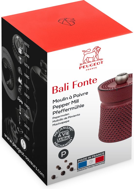 Moulin à poivre Peugeot Bali Fonte 8 cm - Rouge - Fonte