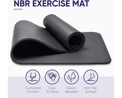 Premium Yoga Mat - Extra Dik - Anti Slip - Met Draagriem + Fitness & Sport Mat - Foam - Zwart