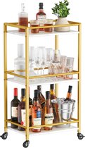 Multifunctionele Drank Trolley – Serveerwagen – Bar Cart – 3 Laags – Extra Stevig – Vernieuwd Design – Goud