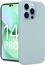 Coverzs telefoonhoesje geschikt voor iPhone 14 Pro hoesje - Luxe Liquid Silicone case - optimale bescherming - siliconen hoesje - grijsblauw