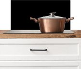 Spatscherm keuken 70x30 cm - Kookplaat achterwand zwart - Zwarte muurbeschermer hittebestendig - Spatwand fornuis - Hoogwaardig aluminium - Aanrecht decoratie - Keukenaccessoires