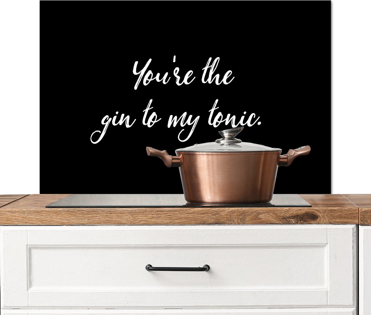 Spatscherm keuken 80x55 cm - Kookplaat achterwand Quotes - Liefde - You're the gin to my tonic - Spreuken - Koppel - Muurbeschermer - Spatwand fornuis - Hoogwaardig aluminium