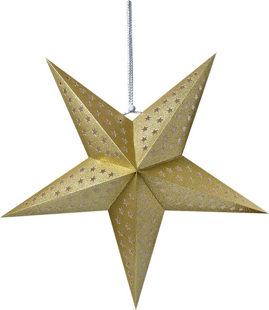 Clayre & Eef Hangende ster 60x22x60 cm Goudkleurig Papier