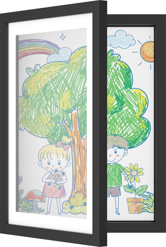 Cadre à dessins pour enfants Avalo - Cadre à langer A4 - Cadre photo pour dessins - Cadre à langer ouvrable A4 - Encadrement des dessins d'enfants