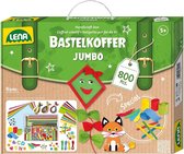 LENA 42629 Jumbo Gift Box Including Various Materials for Crafts, Rubber, Coloured Paper, Beads, Pompoms, Ribbons, Buttons, Wide-Eyed, Ages 5 and Up