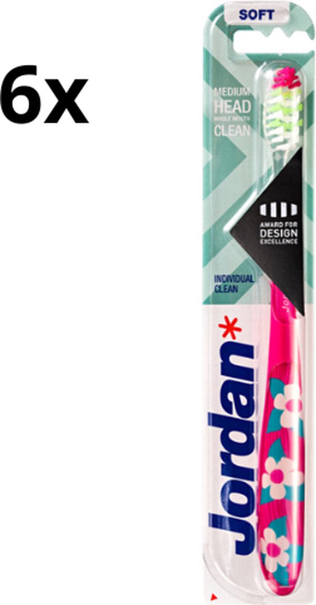 Goedkoopste 6x Jordan Tandenborstel Individual Clean Soft - Voordeelverpakking