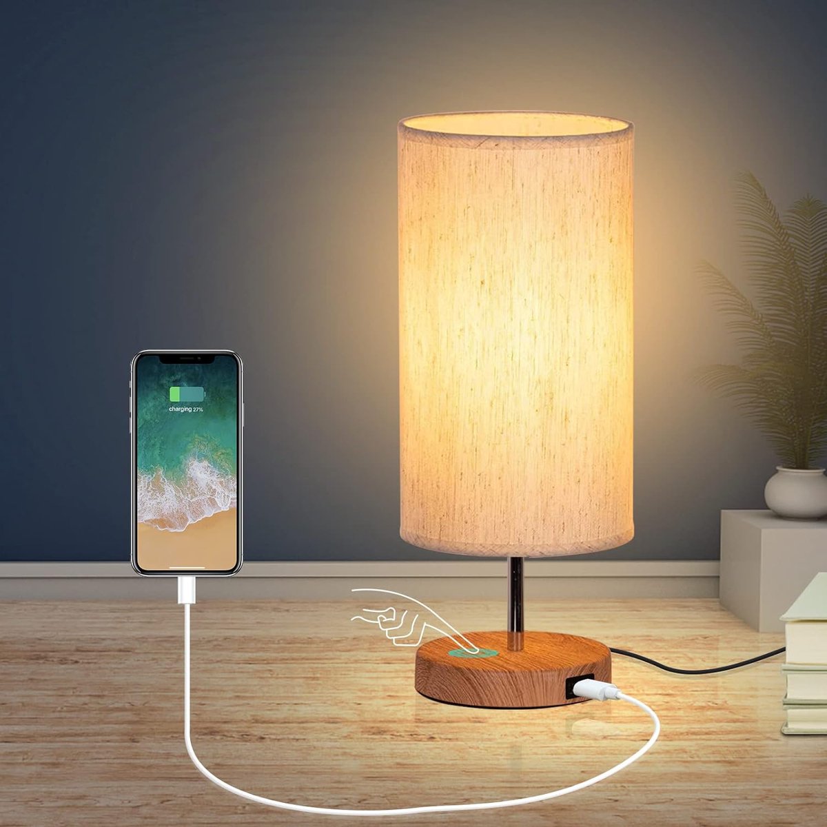 Moderne Touch Control Lamp met Oplaadpoorten en Kleurverandering - Sfeervolle Verlichting - Handige Functionaliteiten - Voor Nachtkastjes en Meer - Bestel Nu