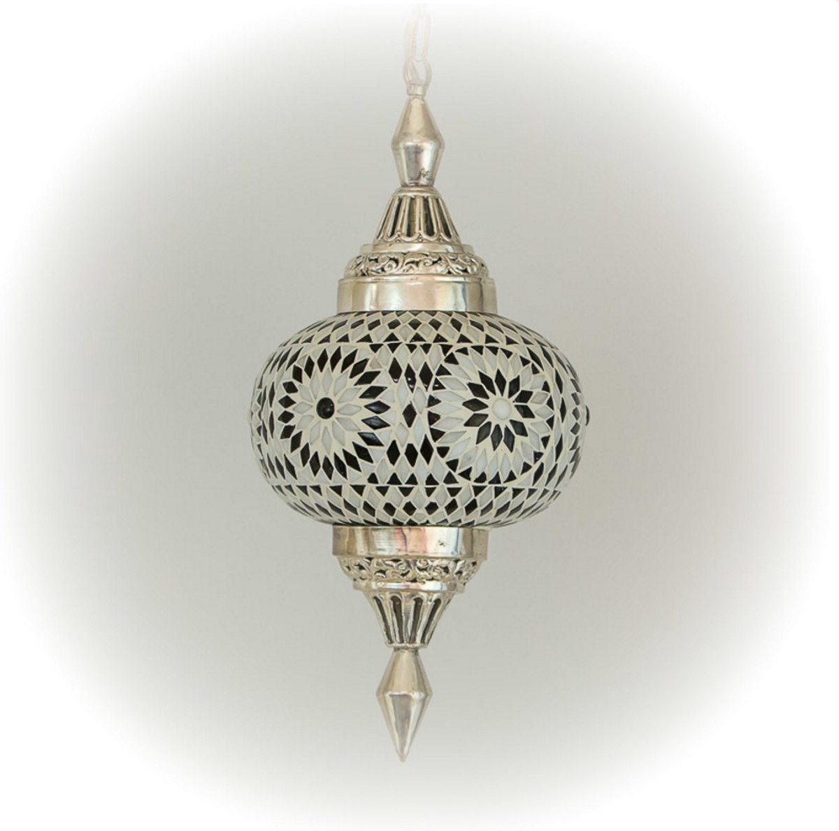 LM-Collection Roya pompoen Hanglamp - Ø25x50cm - E27 - Zwart/Wit - Glas/Metaal - hanglampen eetkamer, hanglamp zwart, hanglampen woonkamer, hanglamp slaapkamer, hanglamp kinderkamer, hanglamp rotan, hanglamp hout, hanglamp industrieel
