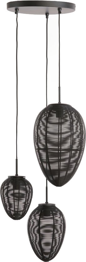 Light & Living Suspension 'Yaelle' 3-Lamp Stepped, couleur Zwart Mat