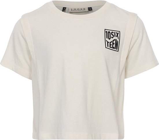 LOOXS 10sixteen 2413-5477-003 Meisjes T-Shirt - Maat 140 - Gebroken Wit van 52%Cotton 48%Modal jersey