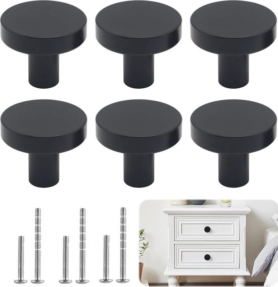 6 pièces boutons d'armoire (noirs) boutons de meubles poignées noires pour armoires de cuisine boutons de tiroirs poignées de porte boutons d'armoire boutons de porte bouton de porte adapté aux armoires à tiroirs de bureau