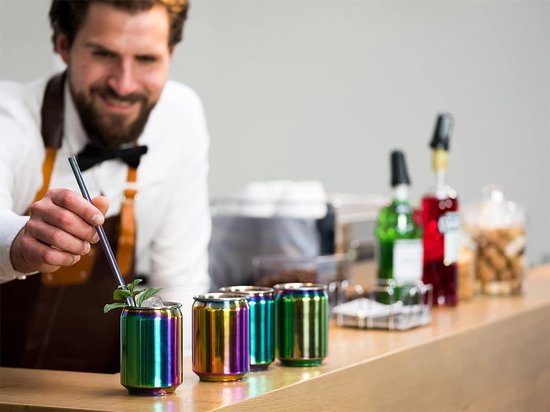 Buddy´s Bar - 4 cocktailglazen 7,5 cm, 10,5 cm, 350 ml, roestvrij staal, feestdrankhouder, geschikt voor levensmiddelen, inclusief geschenkdoos, set van 4 gehamerd koper