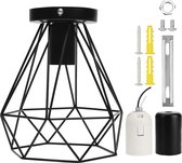 Belle Vous Flush Ceiling Light Mount with Black Metal Cage - E27 Bulb Farmhouse Lamp Fixture for Kitchen, Hallway, Bedroom, Dining Room & Living Room