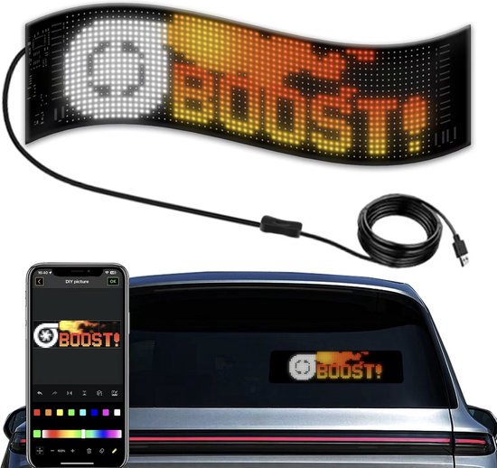Auto Led Scherm - Display - Led Paneel - Autoruit - Panel - Customizable Led Display - Car Led Sign - Verlichting - Aanpasbaar Plakbare LED-SCHERM