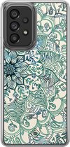 Casimoda® hoesje - Geschikt voor Samsung Galaxy A52 5G - Mandala Blauw - 2-in-1 case - Schokbestendig - Geometrisch patroon - Verhoogde randen - Blauw, Transparant