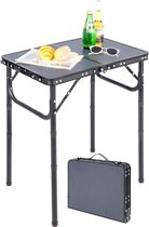 Kleine klaptafel in hoogte verstelbaar lichtgewicht draagbare campingtafel opvouwbaar voor buiten picknick koken binnenshuis donkergrijs