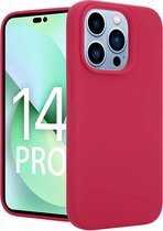 Coverzs telefoonhoesje geschikt voor Luxe Liquid Silicone case iPhone 14 Pro (rood) hoesje - silicone case - optimale bescherming - rood