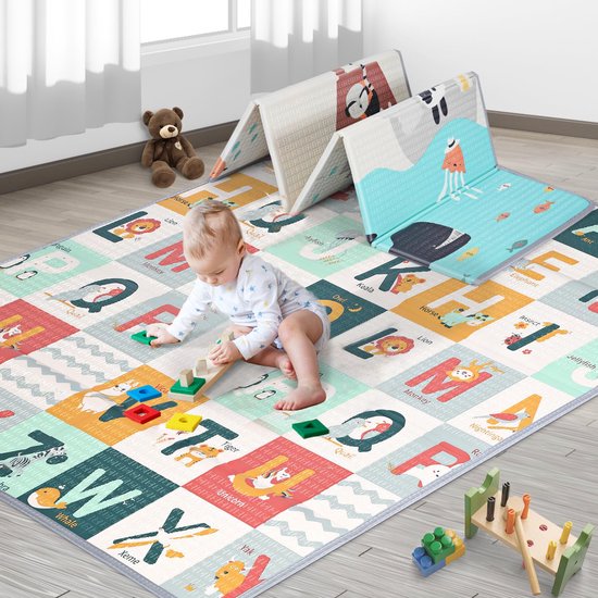 Foto: Speelmat letter speelmat voor baby 150 x 180cm educatief en veilig speelmat foam speelmat kinderkamer speelmat baby babymat speelkleed