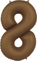 Folat - Folieballon Cijfer 8 Chocolate Brown - 86 cm