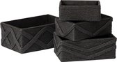 Zwarte opbergmanden set 4 - stapelbare geweven mand papier touw container, opbergdozen voor make-up kast badkamer slaapkamer Izar-Ebony zwart papier touw rechthoekige manden S set 4