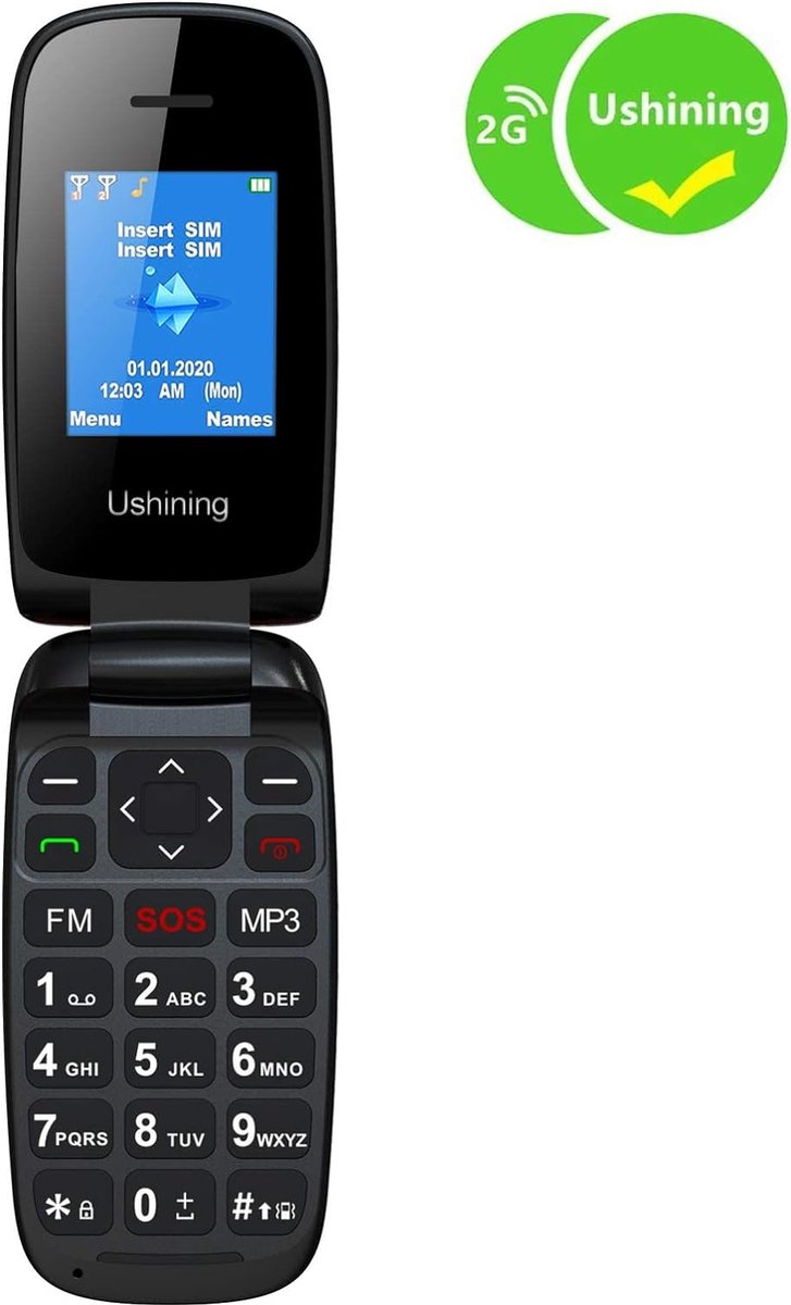 Téléphone Ushining à Clapet – Grandes Touches, Débloqué (Occasion)
