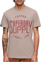 Superdry Copper Label Workwear Korte Mouwen Ronde Hals T-shirt Beige L Man