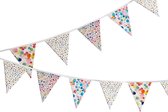 Vlaggenlijn van stof | Splatter of colors - 5 meter / 18 vlaggetjes - Slinger met gekleurde driehoek vlaggetjes - Verjaardag versiering / Feest decoratie - Stoffen slingers handgemaakt & duurzaam