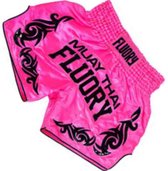 Fluory Muay Thai Kickboks Broek Neon Pink MTSF73 maat M