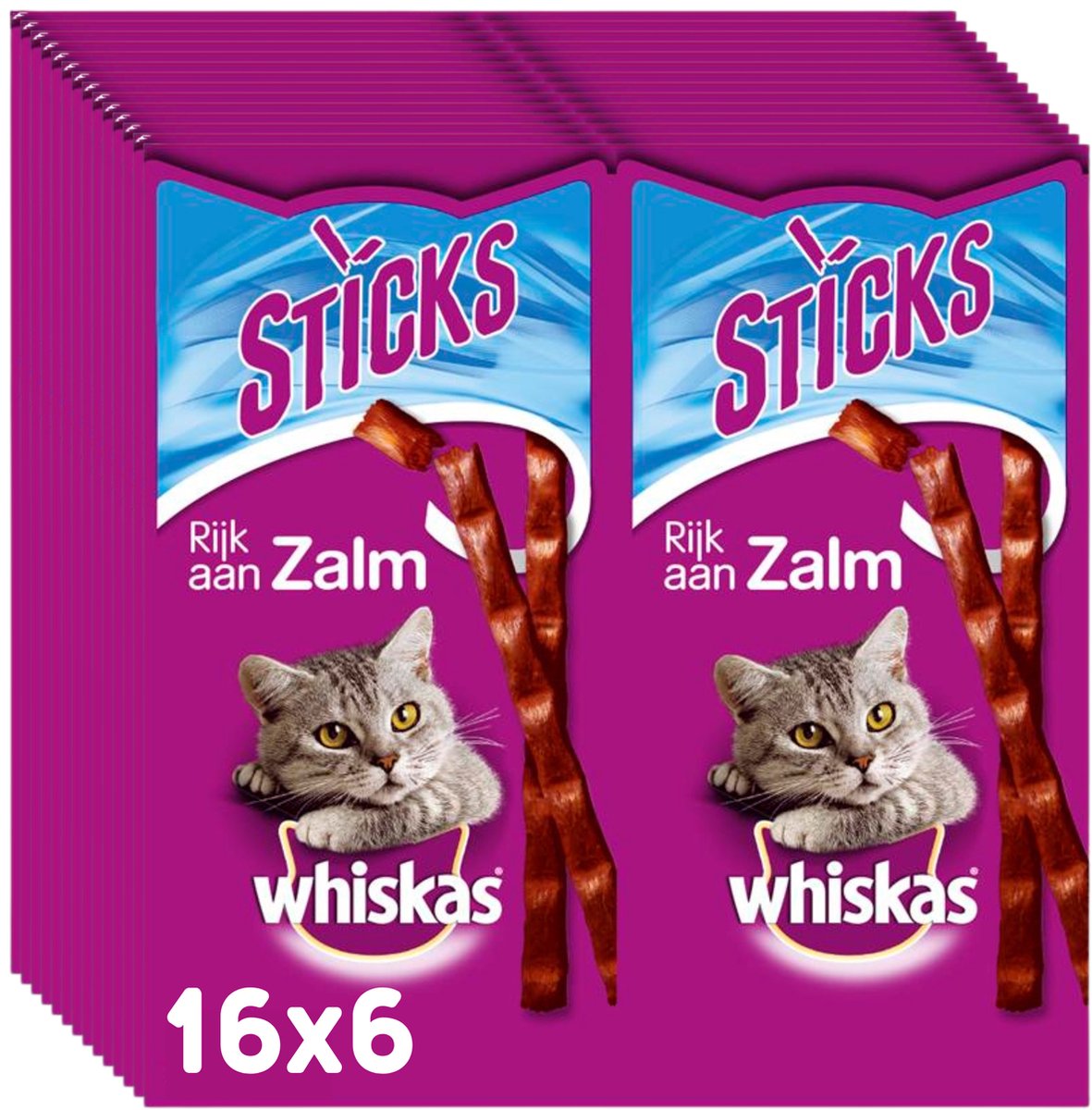 Bol.com Whiskas Kattensnacks - Sticks Zalm - 14x6 Stuks aanbieding