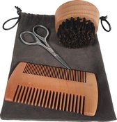 Broman baardverzorging set met baardkam, baardborstel en baard schaartje - Baardverzorging - Persoonlijke verzorging - Geschenkset - Cadeau man - Houten kam en borstel - Zwart en b