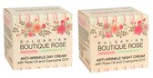 Boutique Rose Gezichtscrème Dag & Nacht voor Vrouwen - Voordeelverpakking - Bulgaarse Rozenolie en Q10 - Anti-rimpel & Anti-aging - zonder Parabenen - 2 x 45ML