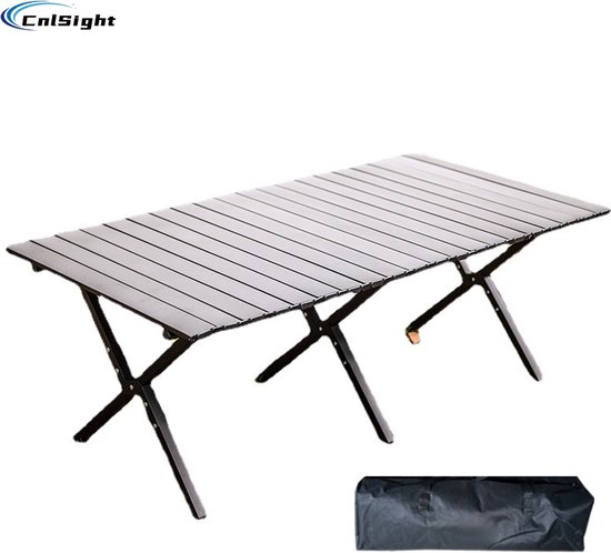Table De Camping Pliante Réglable En Hauteur (50-80 Cm) - Acier Carbone, 120 Cm De Long, Charge 100 Kg - Pour Pique-nique, Plage, Jardin