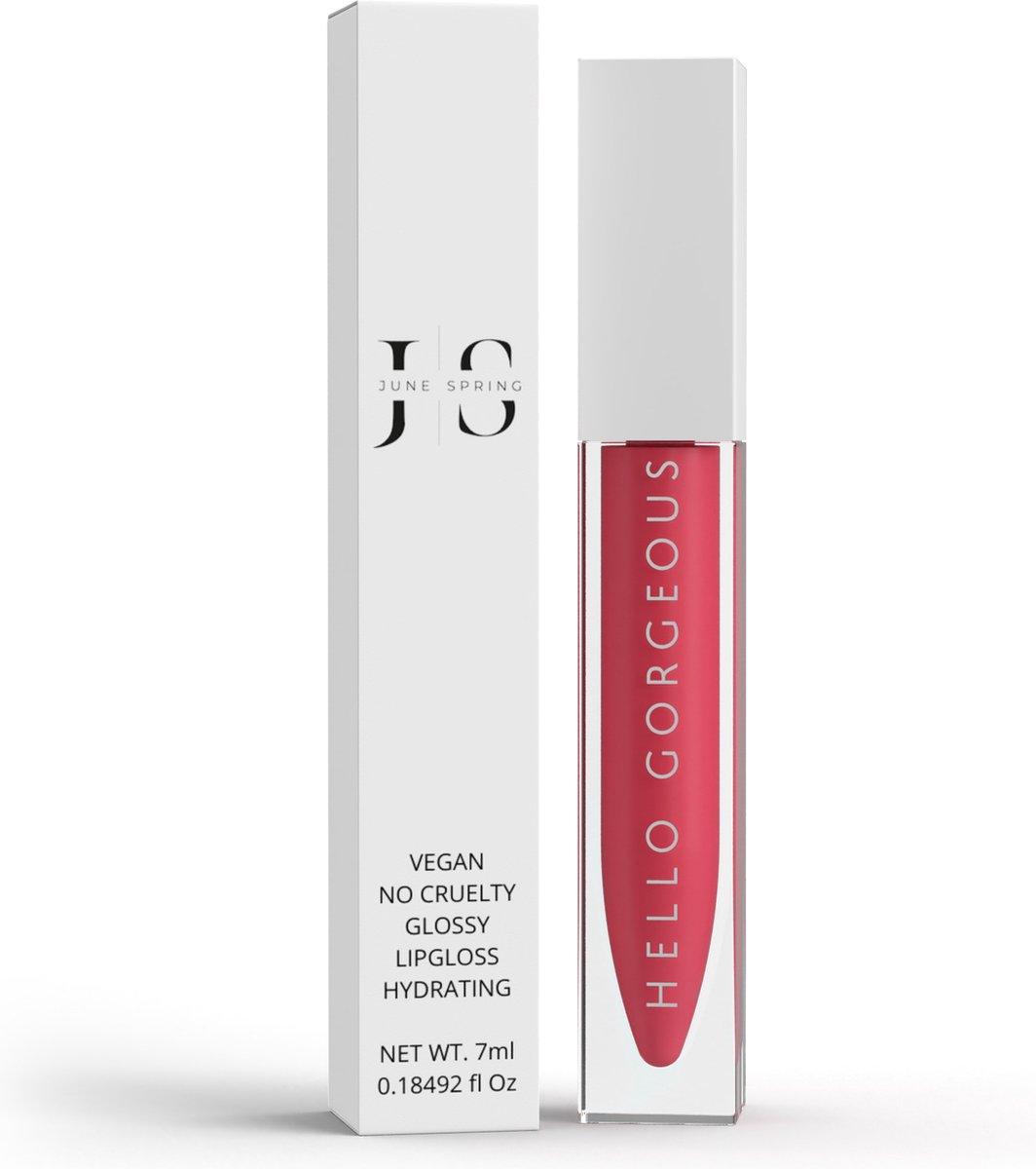 Lipgloss - Merk: June Spring - Naam: Hello Gorgeous - Kleur: Roze - 8 uur lang werkzaam blijft en slechts één keer per dag gebruikt hoeft te worden. - Vegan & Bio Lipgloss - Hydraterend - Hoge Kwaliteit - Lipgloss - Lippenstift - ]Volume Lipgloss