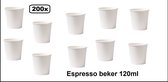 200x Koffiebeker karton wit 120ml - Espresso Koffie thee chocomel soep drank water beker karton