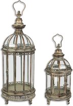 Boutique Trukado - Tinnen Lantaarns Renaissance - set van 2 - Zeer Decoratief en mooi - Zware kwaliteit - (hxbx) ca. 65,5cm x 25cm
